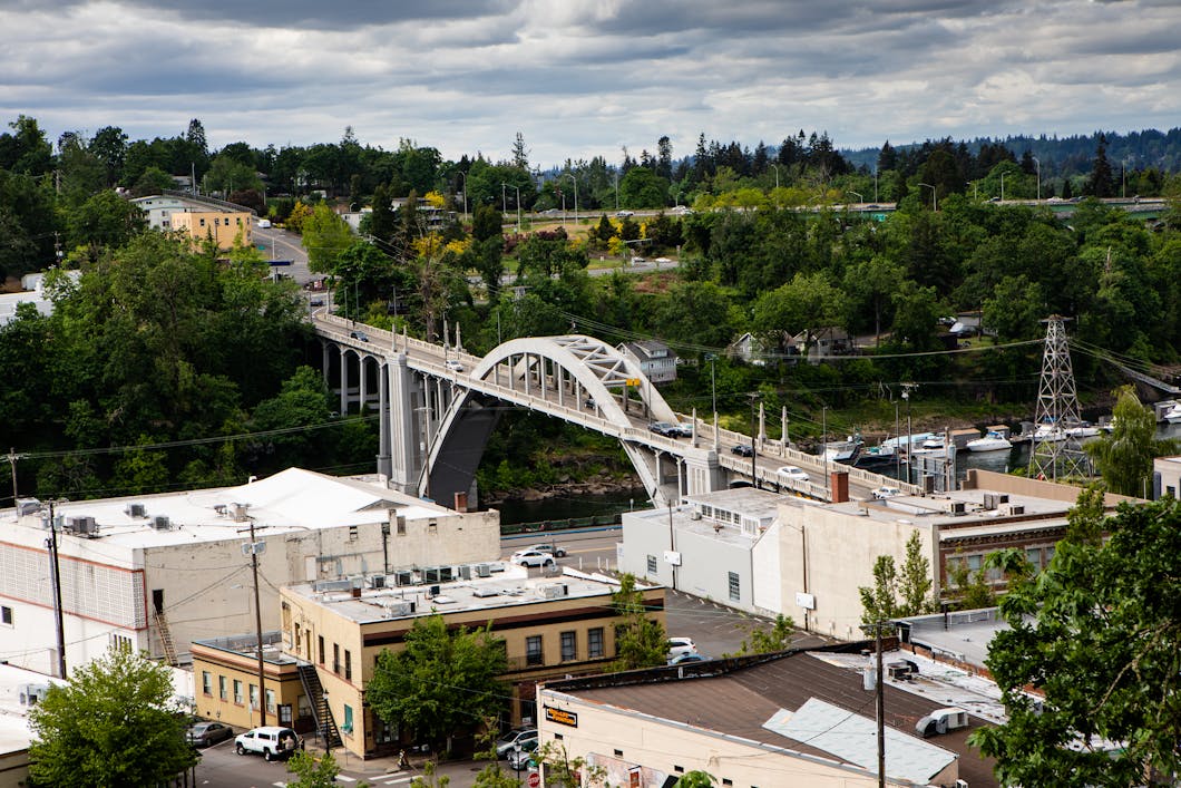 Arch Bridge from Above, Oregon City, Oregon