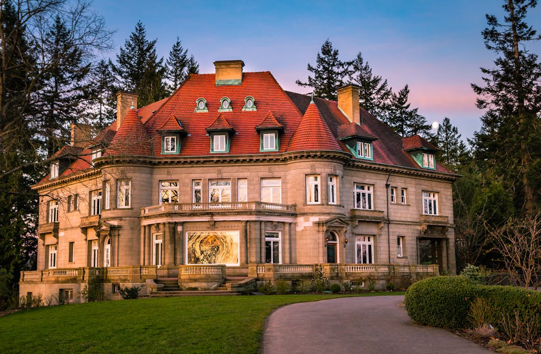 Pittock Mansion Sunrise and Moonset