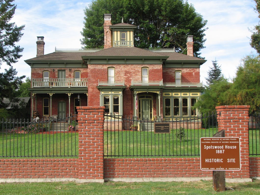 Spotswood House with Historic Site sign, Potter Valley, CA