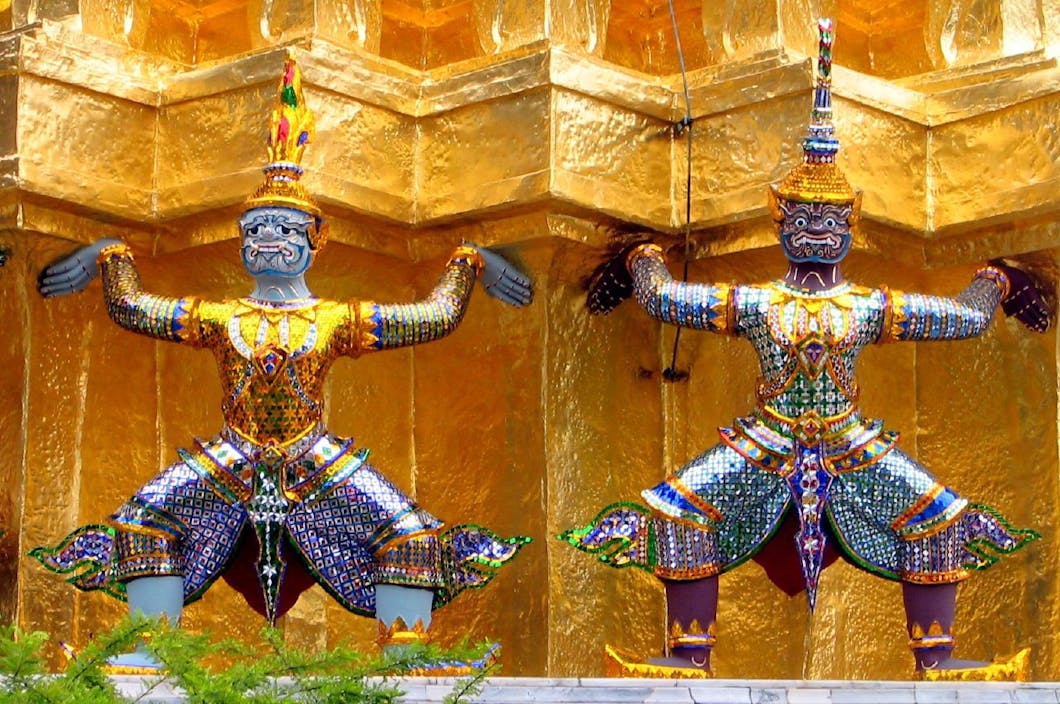 Statues of Monkey-Demon and Giant Characters from Ramakein Epic