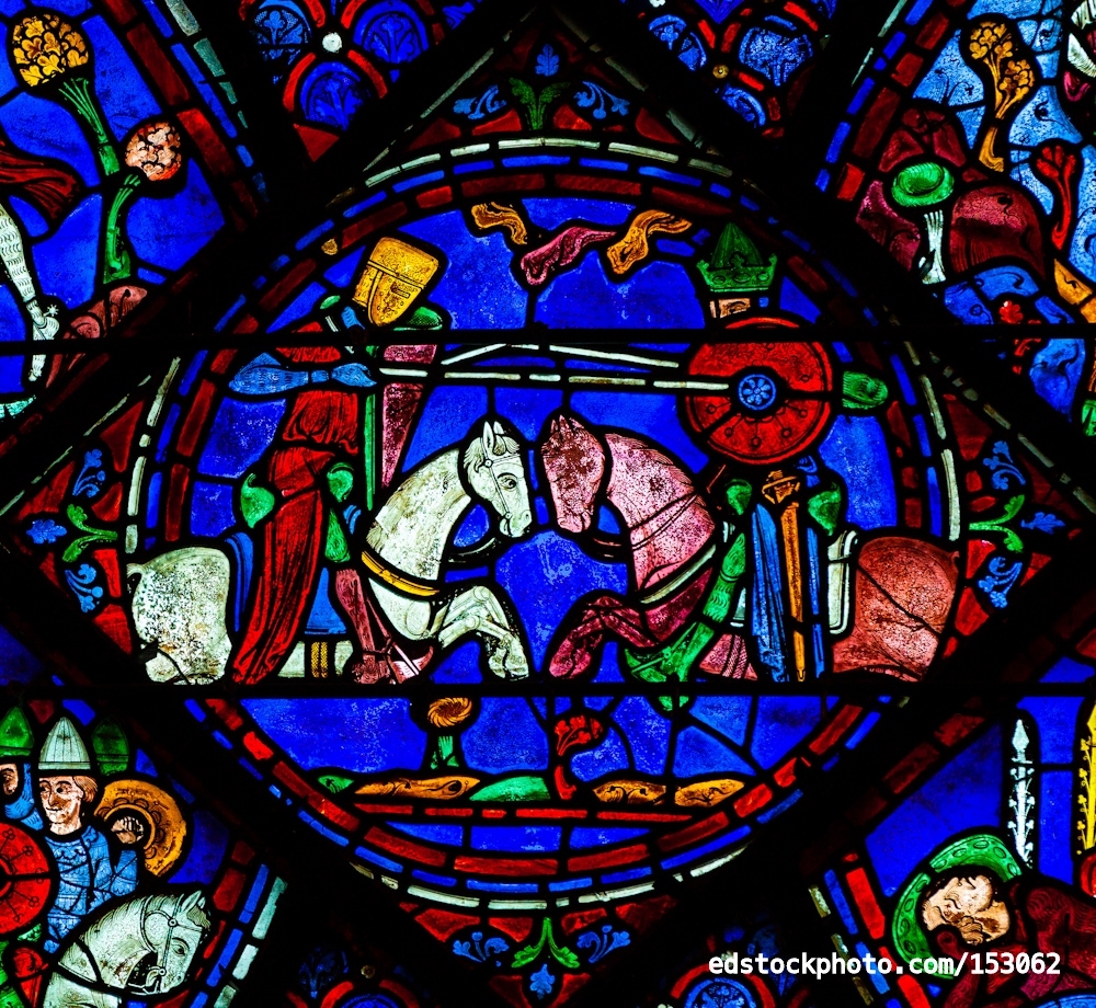 16: Roland vs. Marsile, Charlemagne Window, Chartres, France