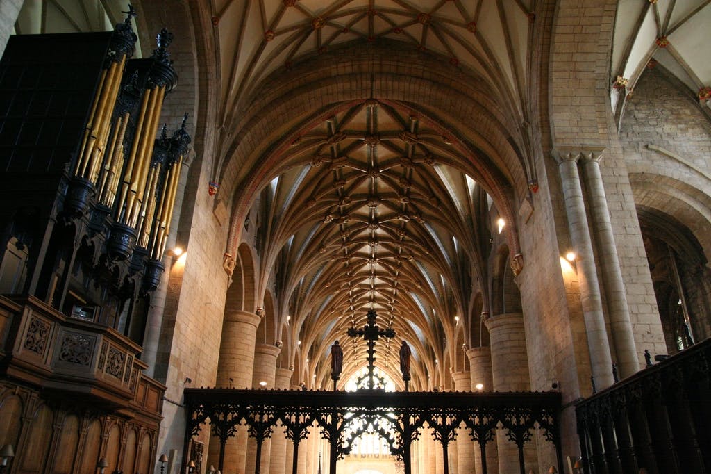 View from Choir to Rood Screen and Nave Vault