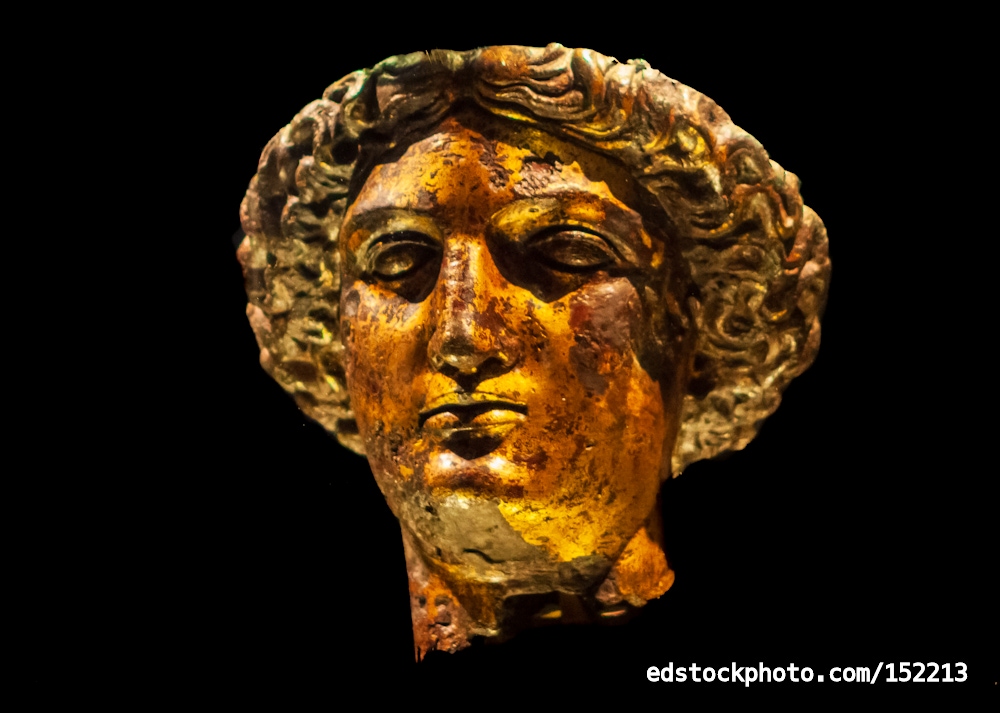 Gilt Bronze Head of Minerva, Roman Baths Museum, Bath, England