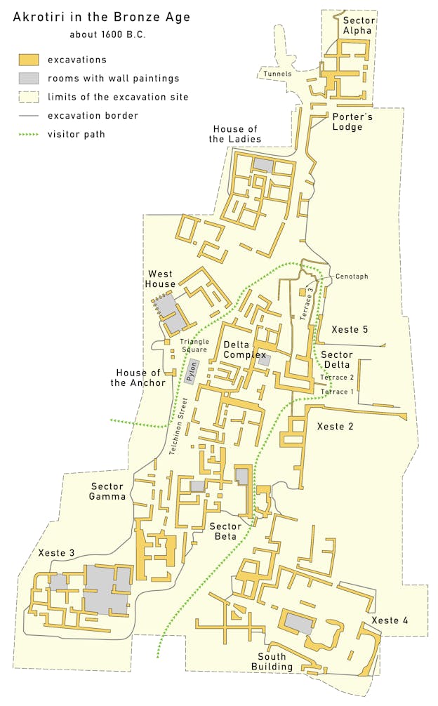 Map Akrotiri 1600 BC-en