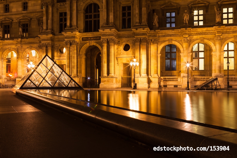 Richelieu Wing by Night, Louvre Museum, Paris, France