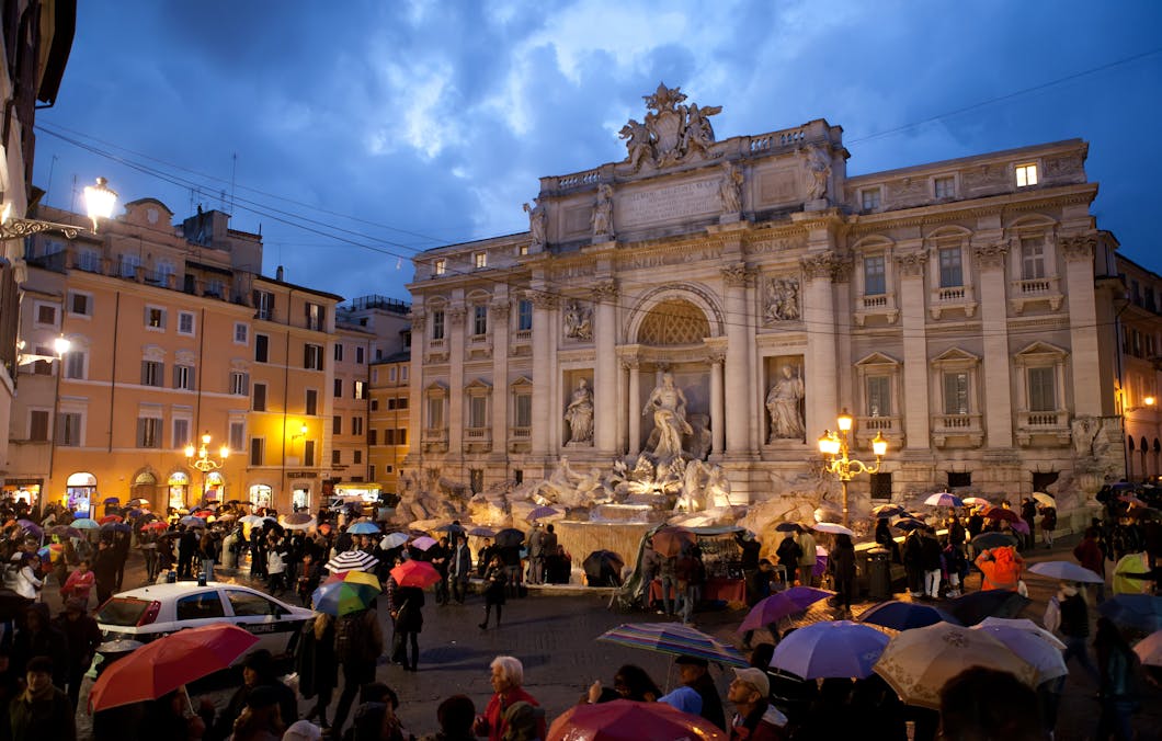 Rainy Evening at the Trevi Fountain
