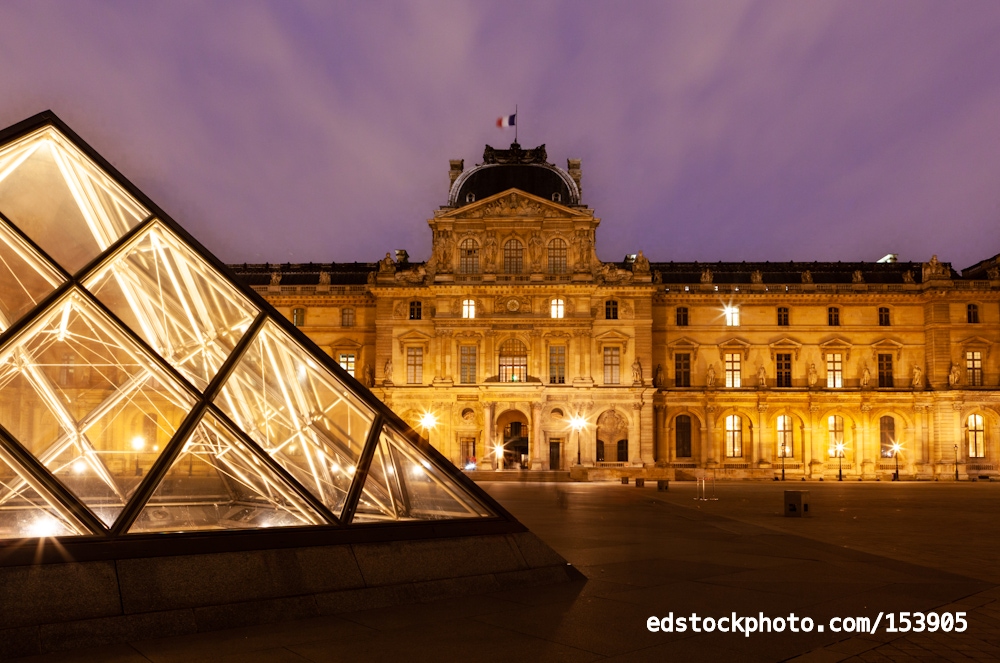 Sully Wing and Pyramid by Night, Louvre Museum, Paris, France