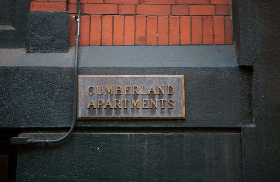Cumberland Apartments Sign