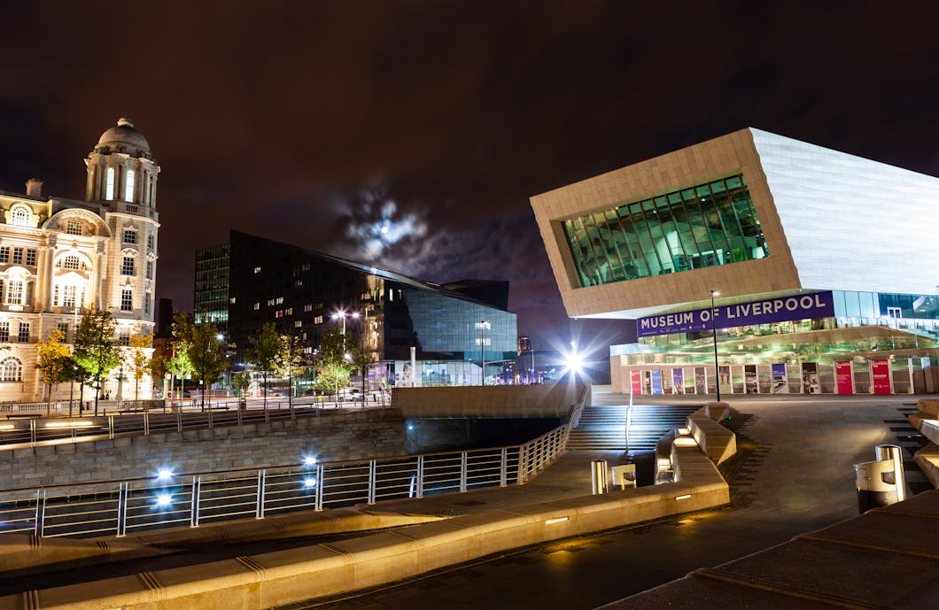 Museum of Liverpool by Night with Moon, Liverpool, England