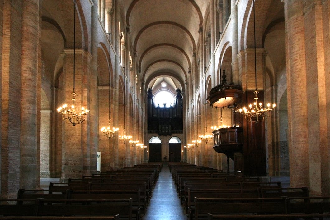 Romanesque Nave Looking West, Toulouse, France