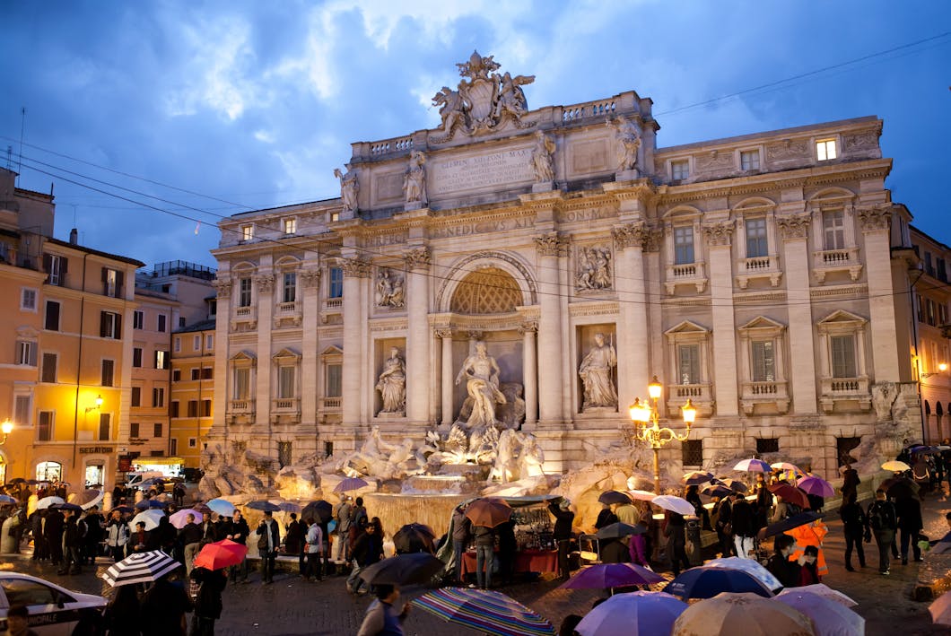 Rainy Evening at the Trevi Fountain