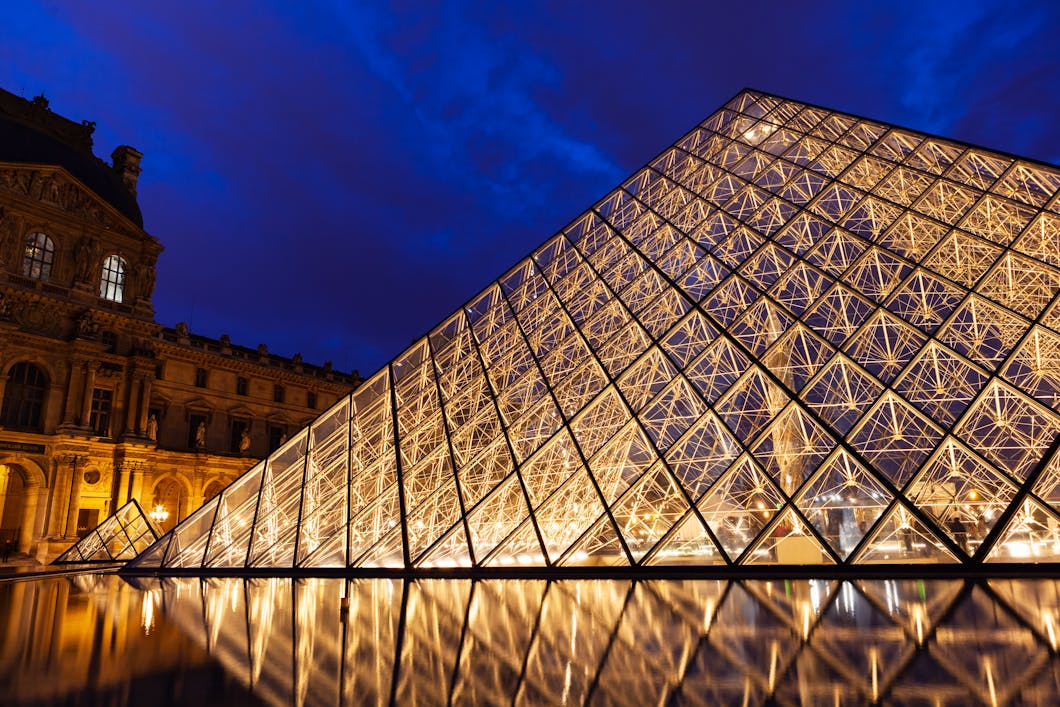 Louvre Museum and Pyramid, Paris, France