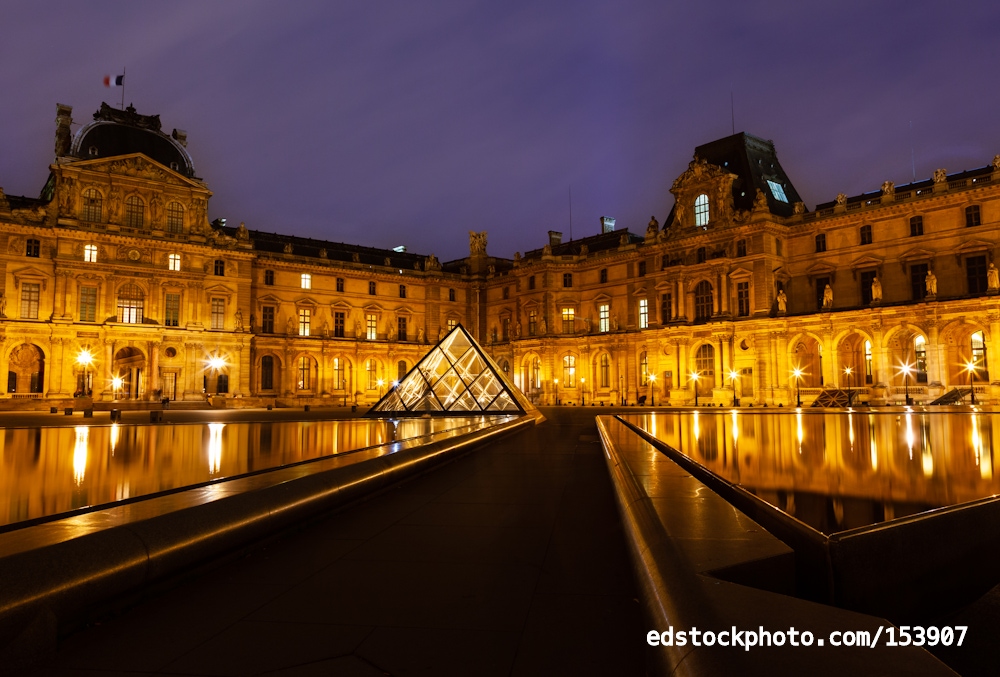 Sully and Denon Wings by Night, Louvre Museum, Paris, France