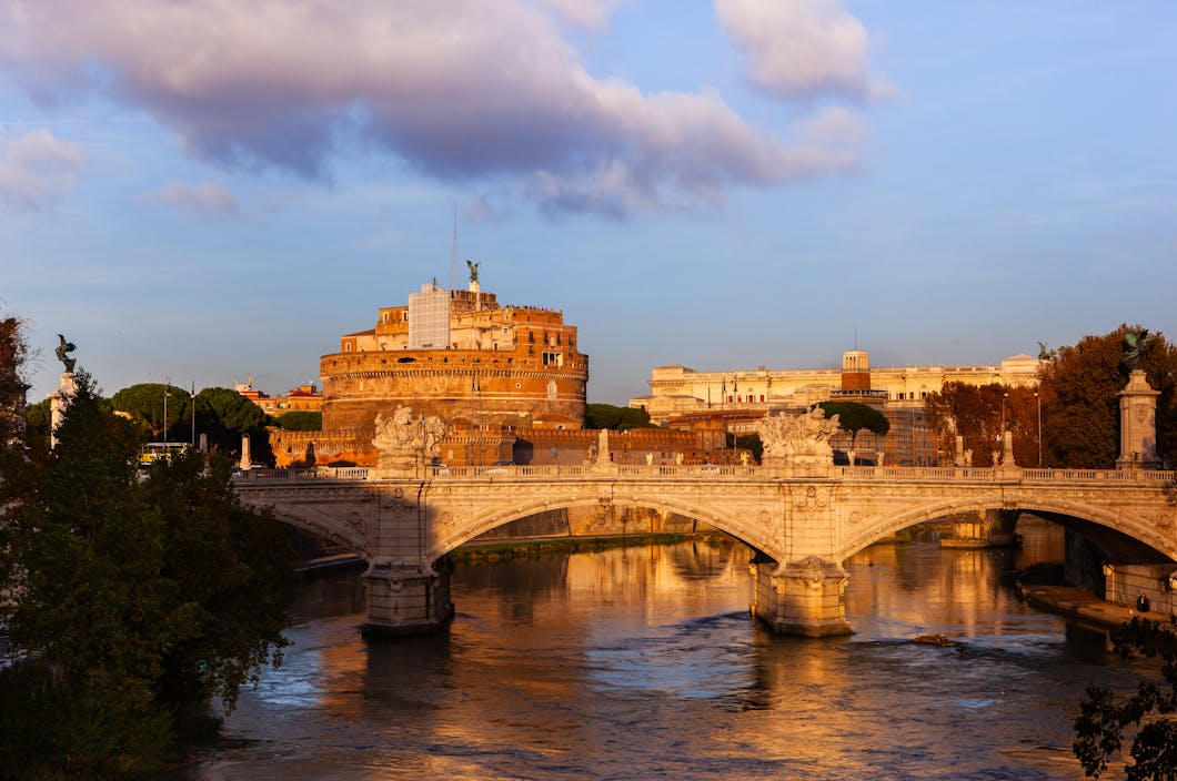 Castel Sant'Angelo and Tiber River at Sunset
