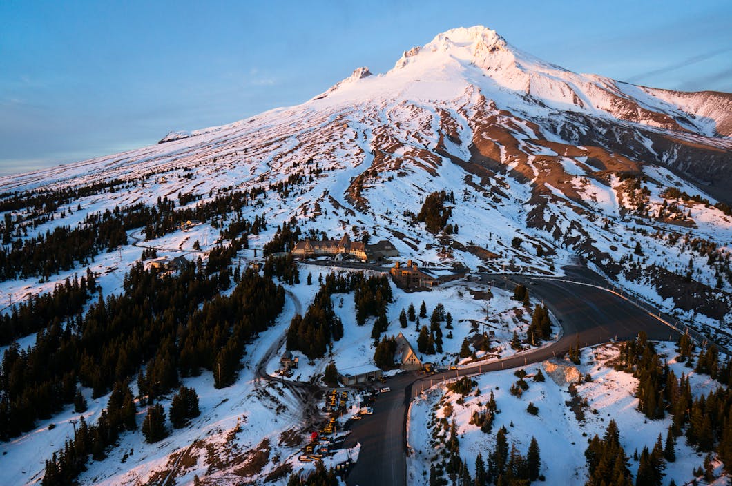 Timberline Lodge and Mount Hood at Sunset