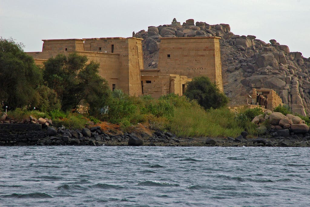 View of Temple of Isis on Philae from Nile