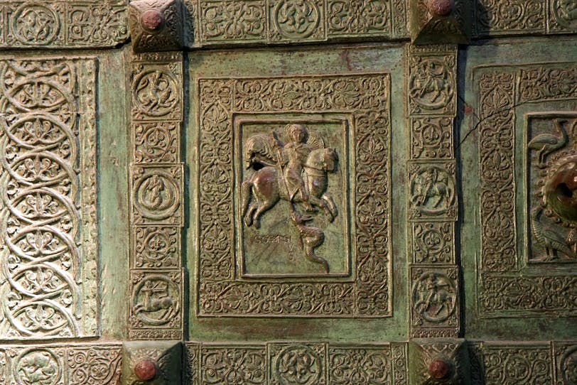 Bronze Door Detail, 1175: Saint George and the Dragon