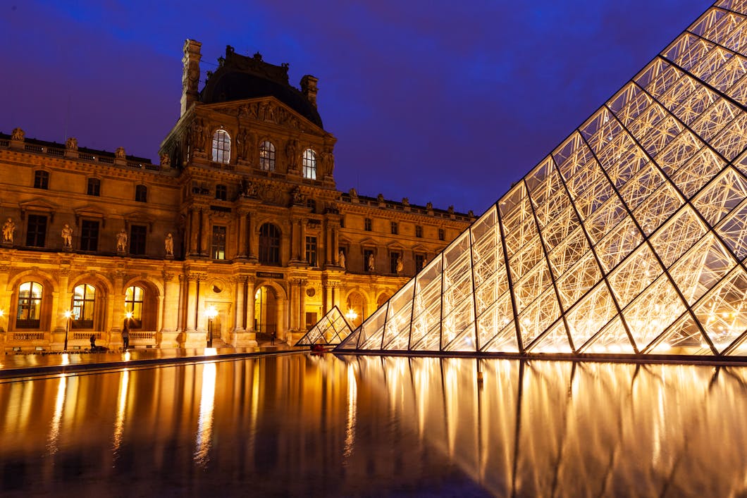 Louvre Museum and Pyramid, Paris, France