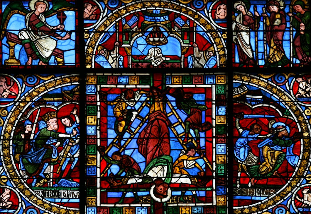 East Window: Martyrdom of Peter and Paul; Empty Tomb