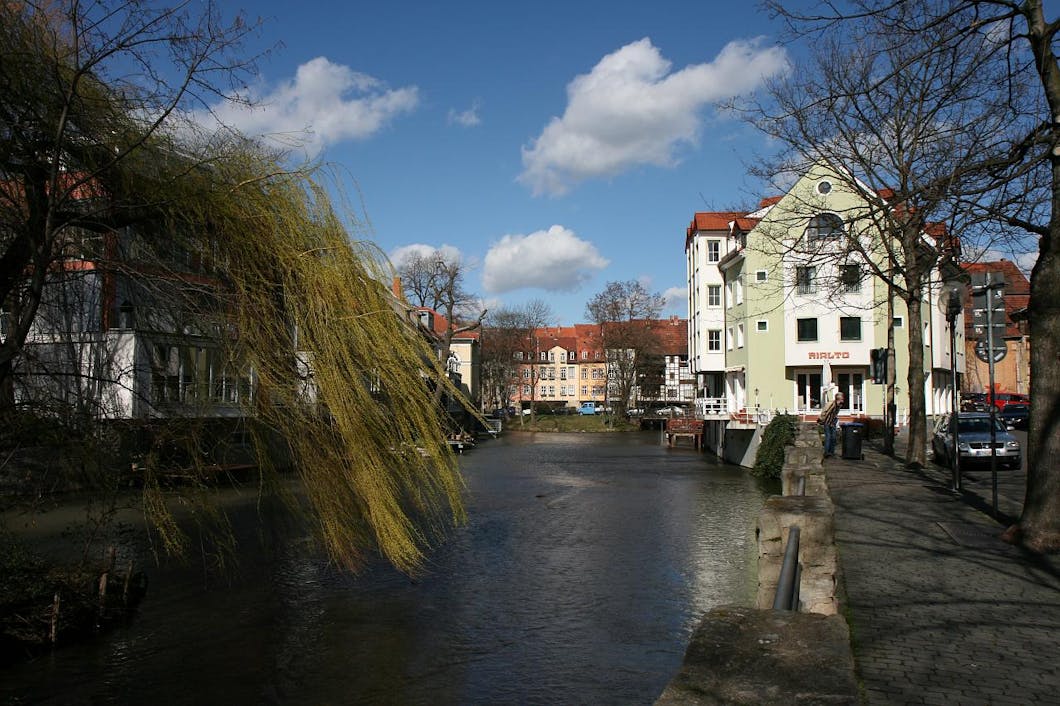along the river