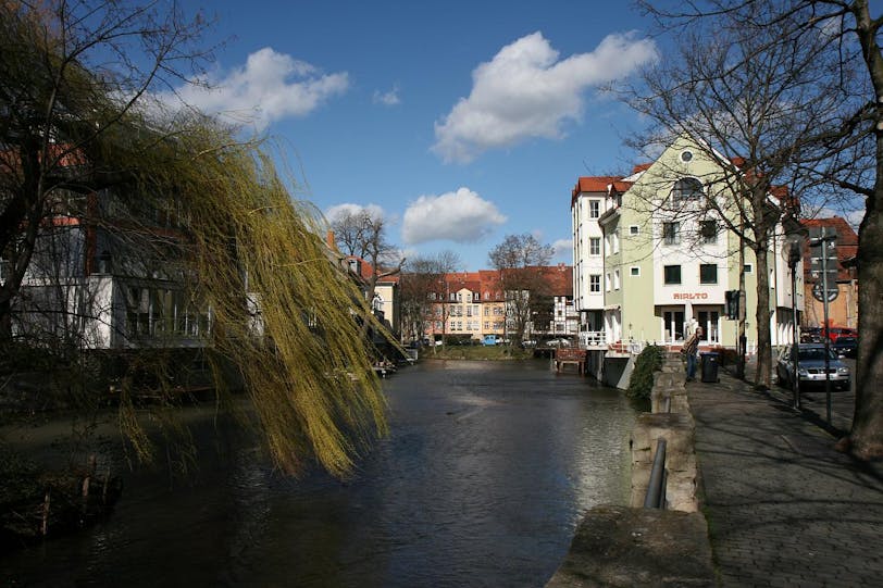 along the river