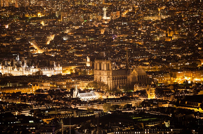 Paris City Lights with Notre-Dame Cathedral
