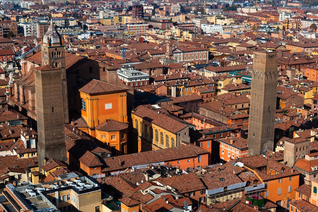 Towers and Cathedral, Bologna, Italy