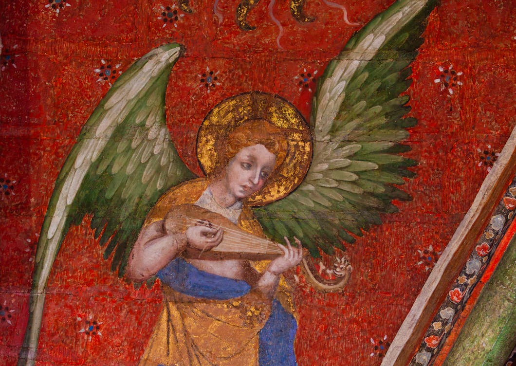 Angel with Lute, Lady Chapel, Le Mans Cathedral, France