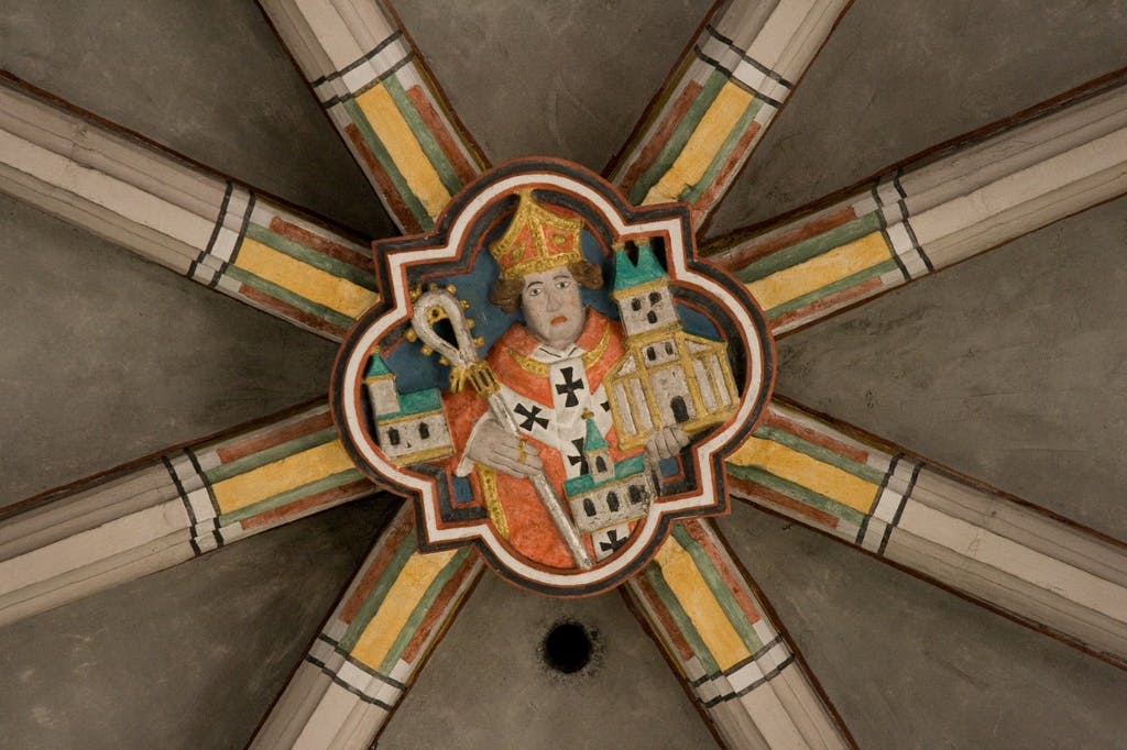 Painted Roof Boss in Nave