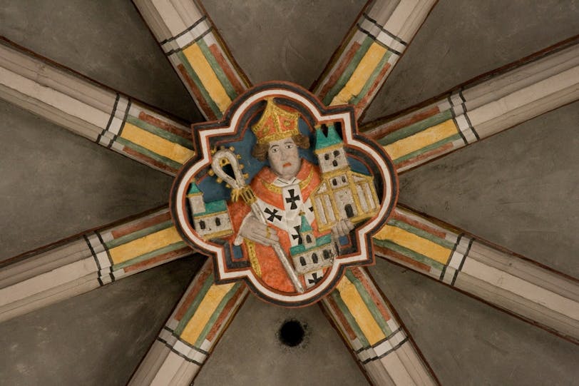 Painted Roof Boss in Nave