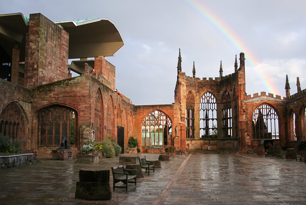 Coventry Cathedral Ruins with Rainbow